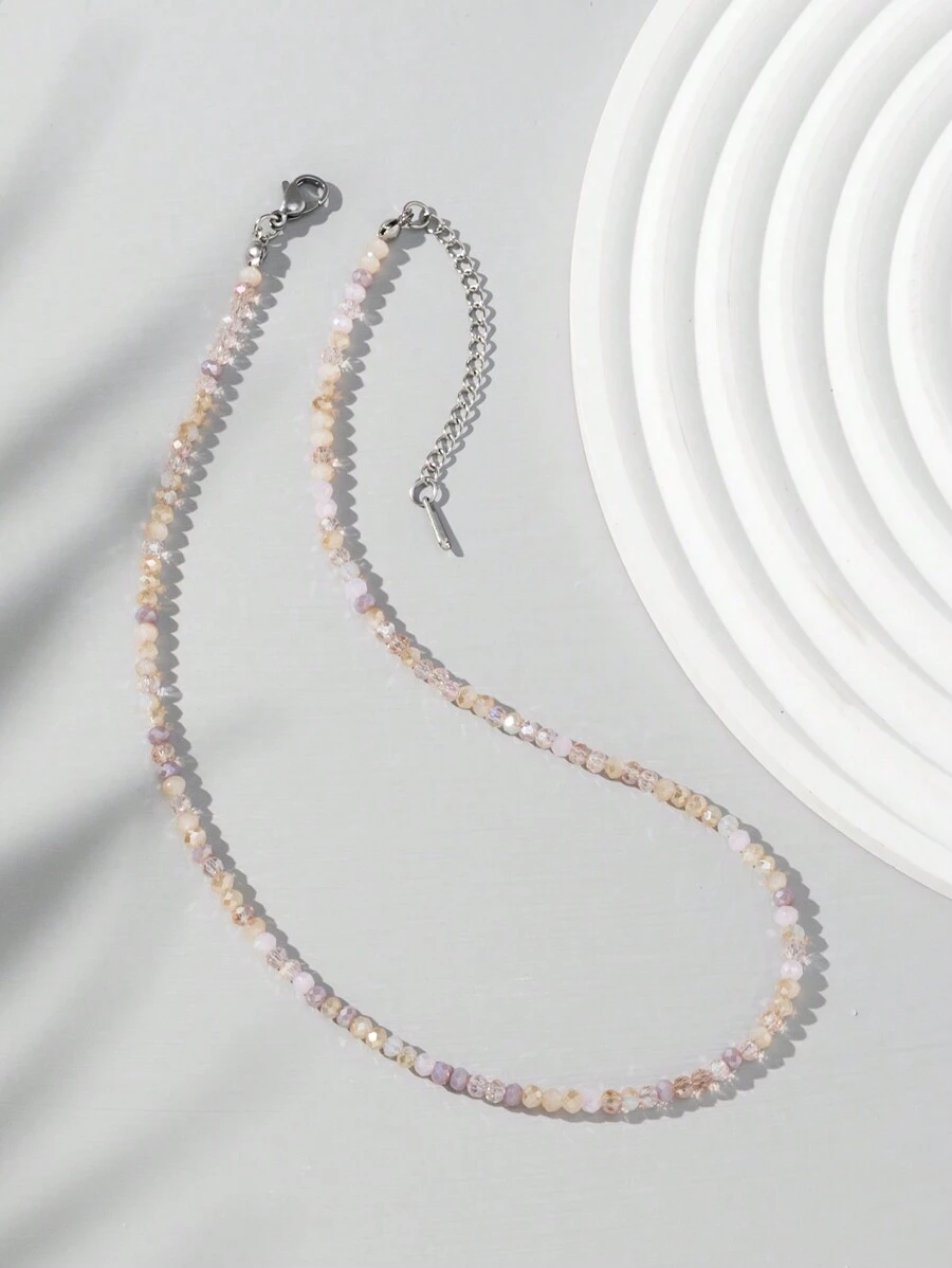 1 pieza Collar minimalista de mujer con cuentas de color gelatina (las cuentas son aleatorias)
