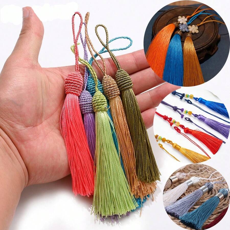 10pcs/Lot 13cm Long Polyester Silk Tassels Fringe Mix Color Bookmark Tassels For Curtains For Sewing Curtain Diy Craft Ornament Bag Pendant Decor