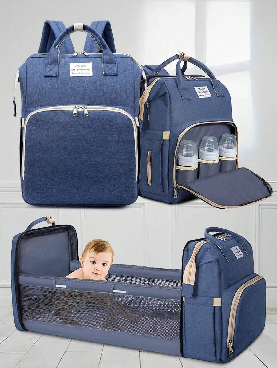 Mochila Pañales Cuna Impermeable Multifunción Para Bebe Portátil