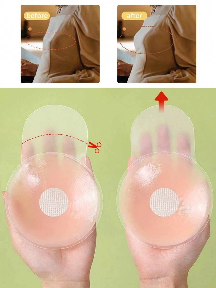Bande adhésive invisible sans dos en silicone de couleur chair 6,5 cm/10 cm pour soulever la poitrine