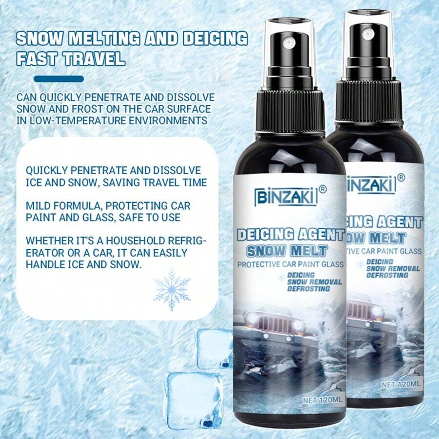 120ml Car Snow Melting & Deicing Fluid, Winter AntiIce Spray For