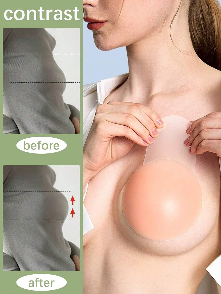 2 pièces/Set Fleurs de sein en silicone relevées invisibles couleur chair, rehausseur de poitrine et de décolleté pour petite poitrine, cache-mamelons et fixateur de bretelles, convient pour robes de mariée, fêtes, Saint-Valentin