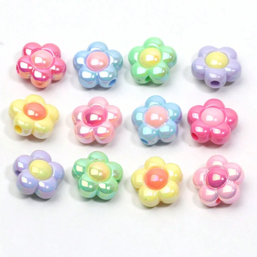 10pcs 16mm Multicolor Uv Acrylic Sunflower Beads, Diy Bracelet/Necklace Making Valentines
