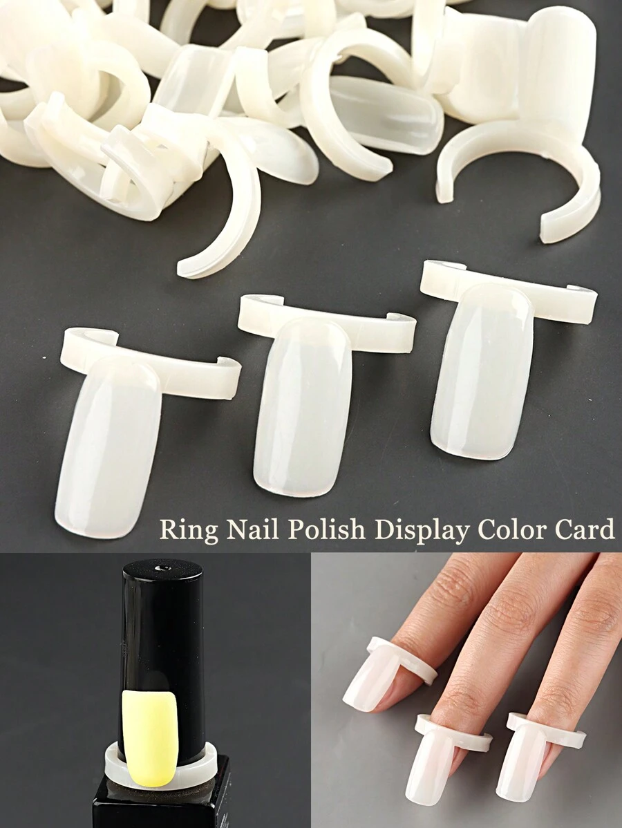 1 Paquete (50 Piezas) Tarjeta De Color De Anillo Natural Para Muestra De Esmalte De Uñas, Herramienta De Muestra De Tarjeta De Color De Manicura Para Exhibir Colores