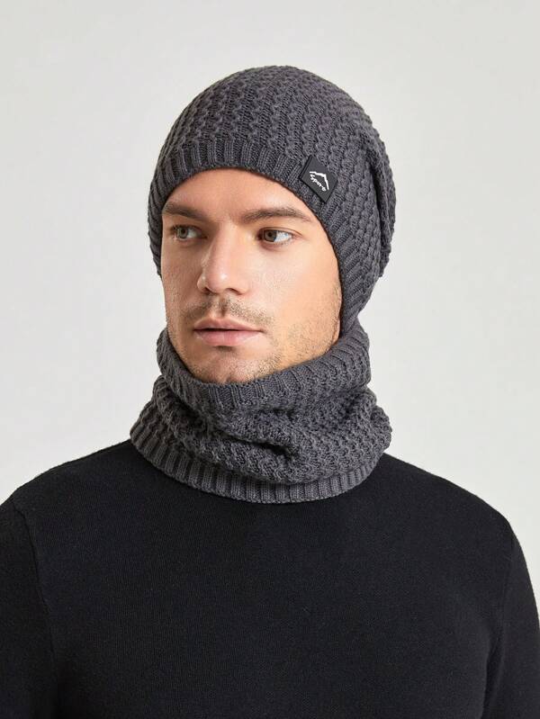 Imported Quality Winter Beanie Hat Cap Neck Warmer Scarf Set Fleece Lined Skull Cap And Scarf Unisex Hat & Scarf Set Stylish Knit Skull Cap For Men Women