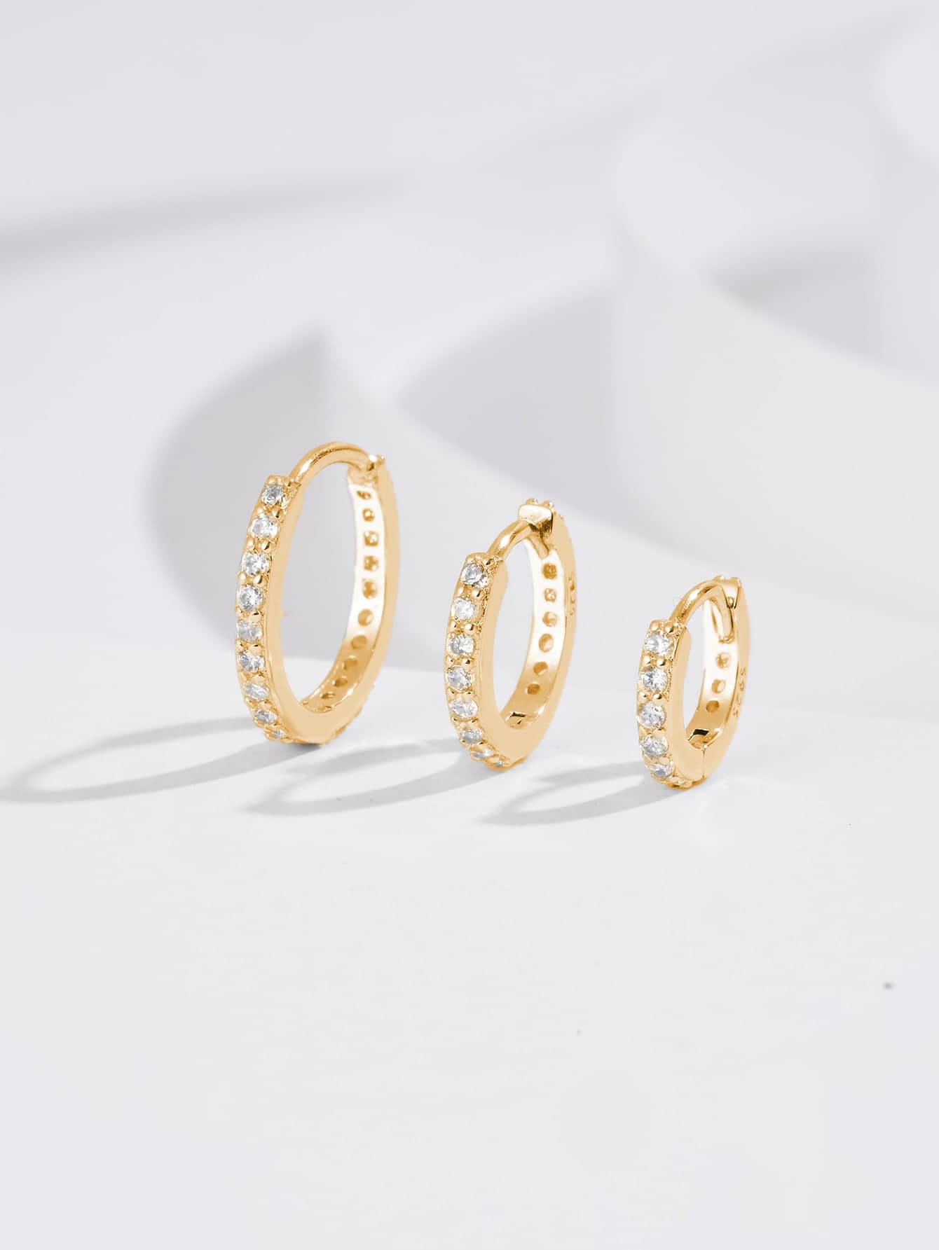 3 piezas/set de pendientes de aro de plata con decoración de Zirconia cúbica para mujer, joyería fina de boda nupcial