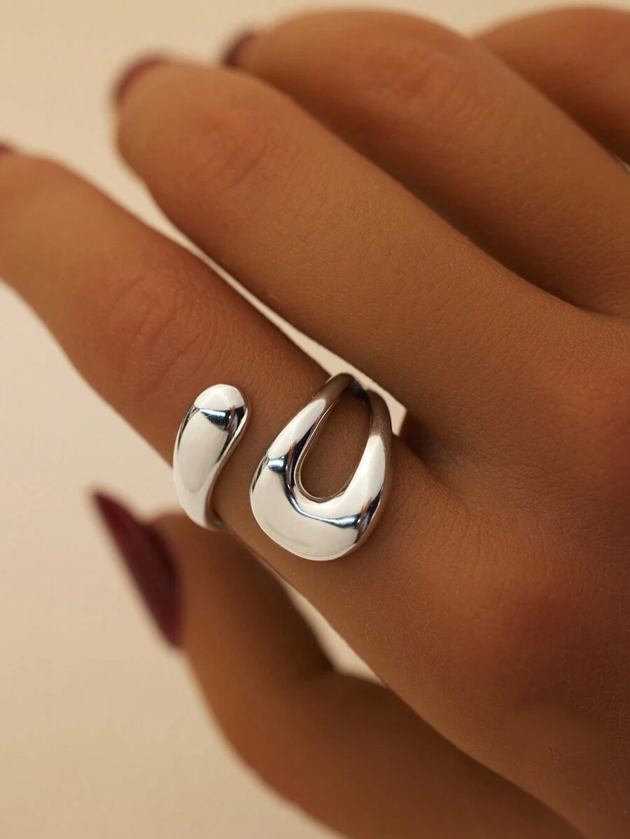 SYMFNY 925 Sterling Silver Double Lines Shape Party Accessories Adjustable Ring 1 pc
