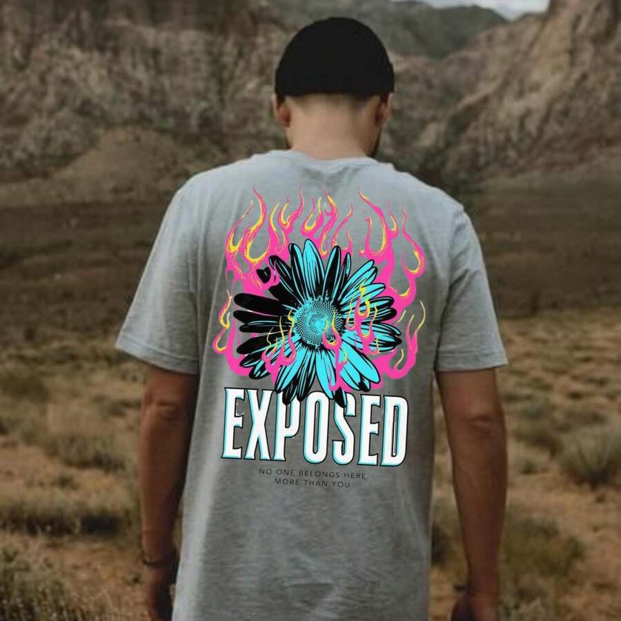 Camiseta Básica Masculina100% Algodão t-shirt camisa homem Camiseta Estampada nas Costas EXPOSED