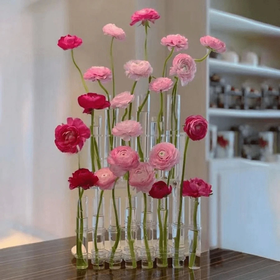 1 set Jarrón de tubo de vidrio transparente para el hogar, maceta hidropónica, arreglo floral, decoración del hogar, regalo de fiesta, decoración del hogar, jarrón de flores, centro de mesa, decoración de mesa