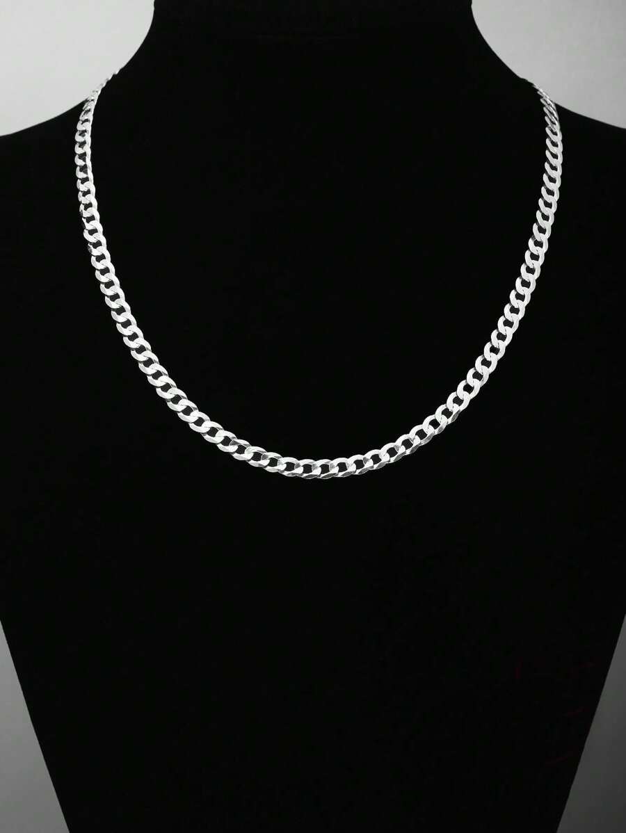SYMFNY 1pc Men's 925 Sterling Silver Solid Thick Chain Necklace