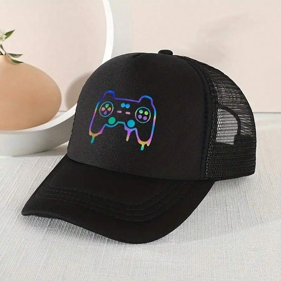 1PC Children's Sunshade Breathable Mesh Baseball Cap With Game Machine Pattern For Outdoor Sport Back-To-School Daily