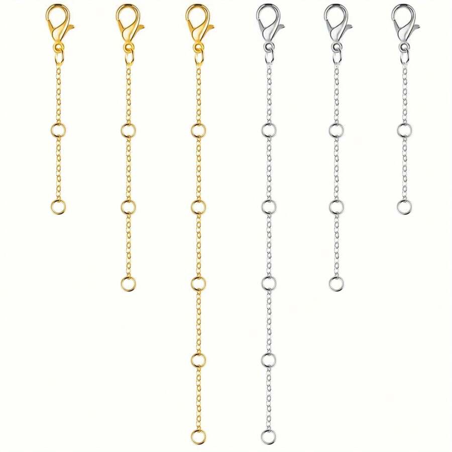 3Pcs Golden Stainless Steel Necklace Extender Chain Necklace Extenders Tail Chains For Bracelet Anklet Stainless Steel Chain Extenders For Jewelry Making