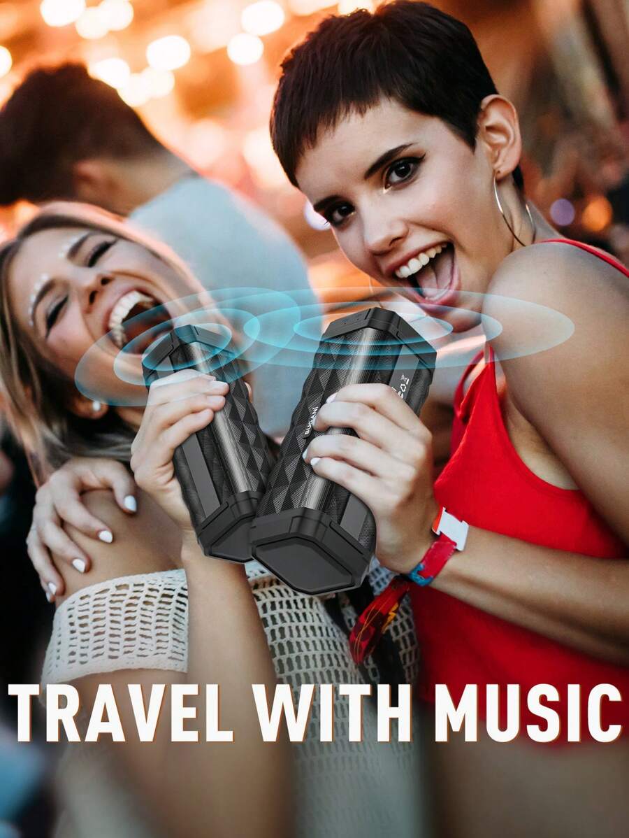BUGANI Bluetooth Speakers Portable Bluetooth Speaker, 100ft Wireless Range, Louder Volume, Stereo Sound, Amazing Bass 24H Playtime, IPX5, Built-In Mic, Wireless Speaker For Home, Outdoor, Travel