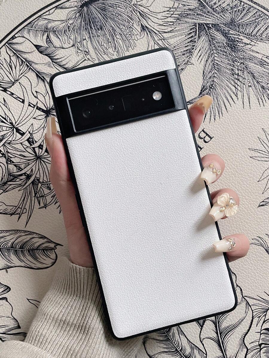 1pc Two-In-One Plain Business Style Leather Pattern Full Coverage Hard Phone Protective Case For Pixel Model