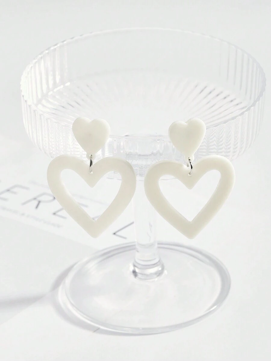 1pair Acrylic Heart Shape Earrings For Women, European & American Simple Design, Valentine's Day Gift, Daily Wear