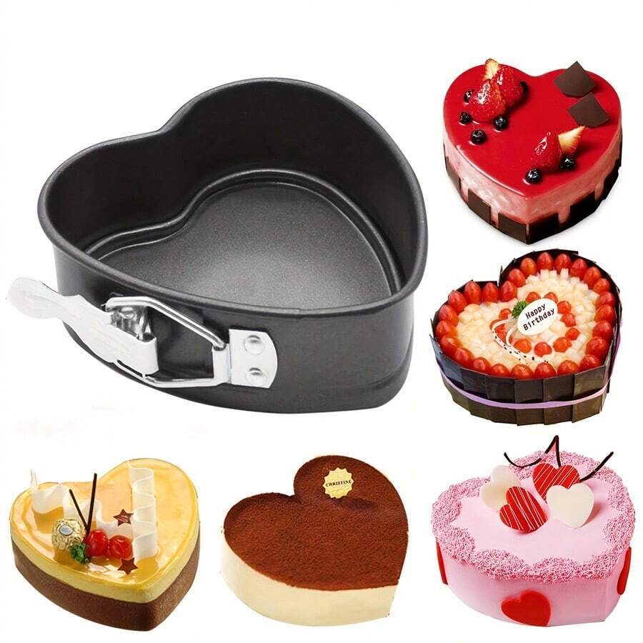 1 Pièce Moule À Gâteau Détachable En Forme De Cœur (4''), Moule À Ressort Antiadhésif Pour Cheesecake, œufs Frits, Moule À Pudding, Moule À Gâteau À Étages, Gâteaux De Mariage, Et Plus Encore - Fond Amovible, Ensembles De Batterie De Cuisine Étanches À La Fuite, Outils De Cuisson, Accessoires De Cuisine