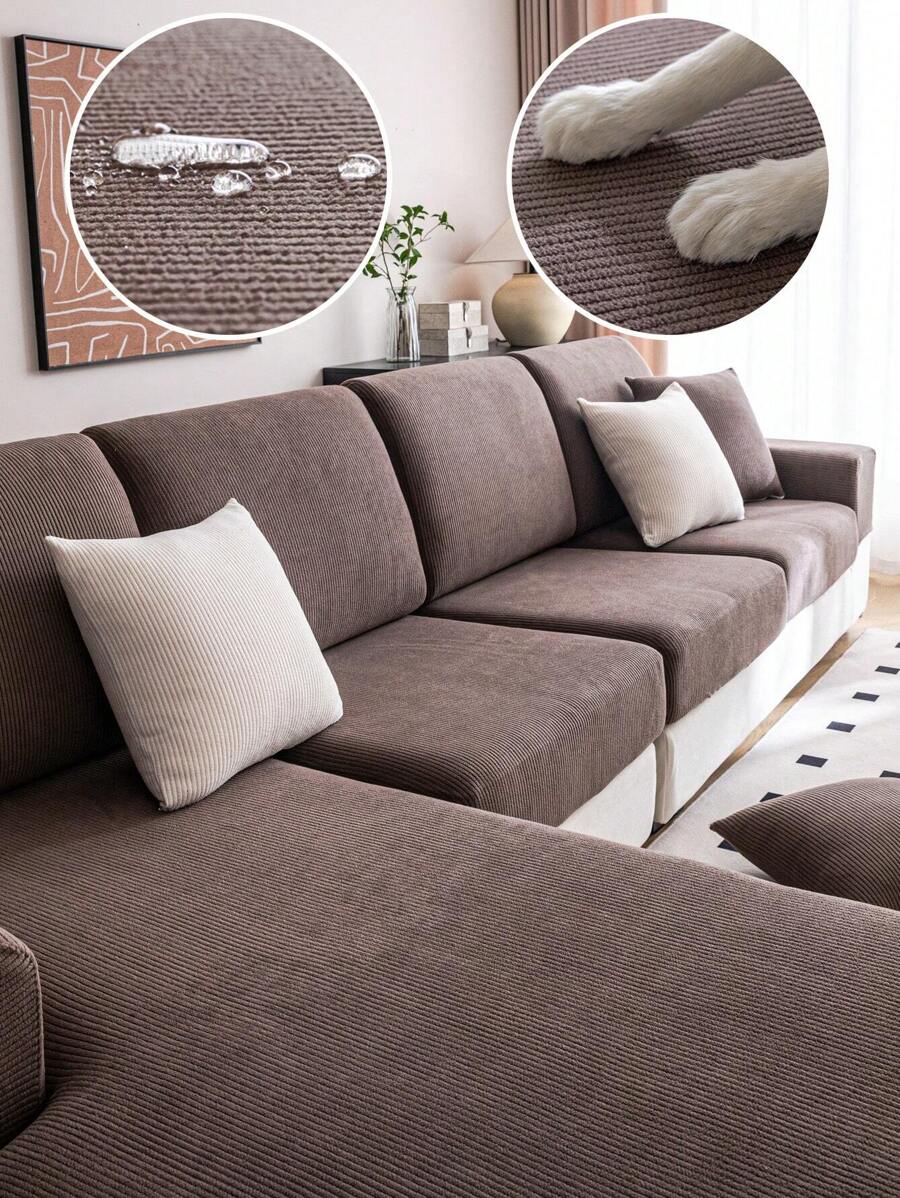 1pc Waterproof Four Seasons Universal Stretch Sofa Slipcover For L-Shaped And 1/2/3/4-Seat Sofas, Simple Modern Style Anti-Slip Sofa Cover, Living Room Sofa Protector