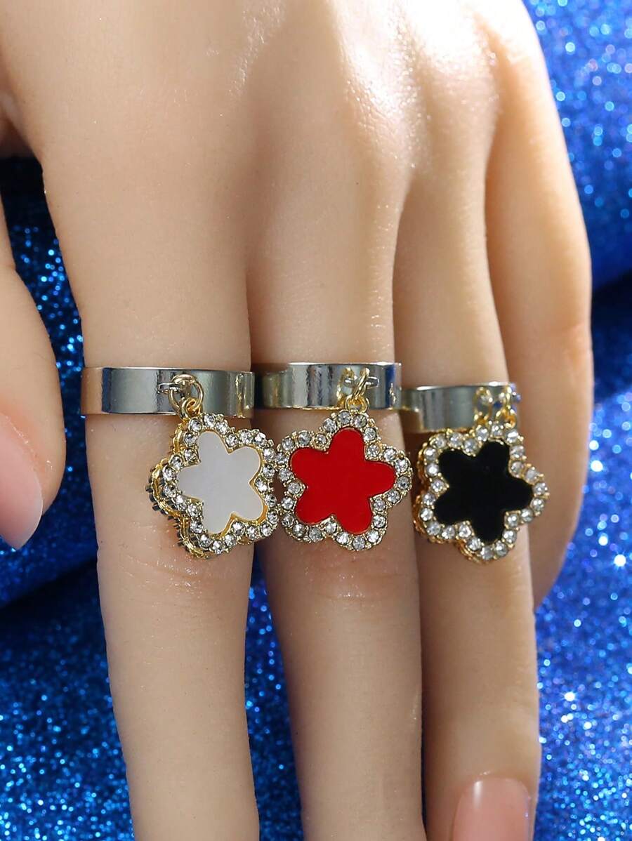 1 stuk Vrouwen In de mode Plum Blossom Gevormd Ring Met Kristal detail Voor High-end gevoel En Verfijnd Vakmanschap