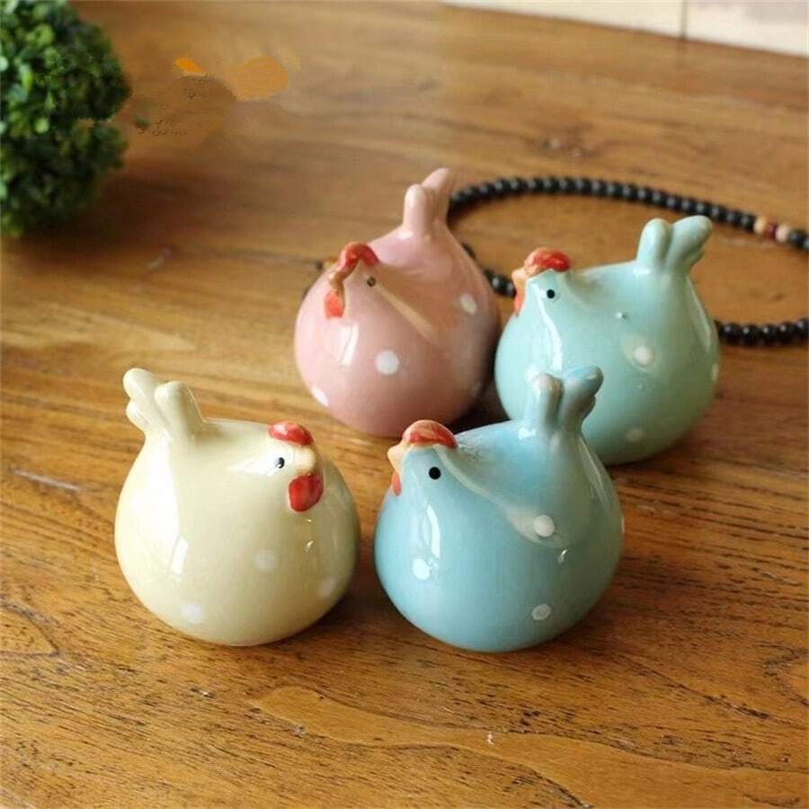 4 pièces/Set Mini poules en céramique, animaux décoratifs pour la maison, cadeaux