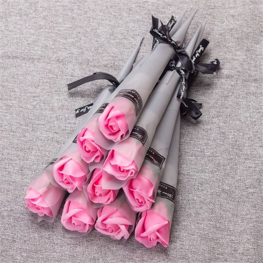 10pcs Pink Christmas Gift Soap Flowers, Ideal For Holiday Business Openings, Valentine'S Day Gifts, Weddings, Birthdays, Anniversary Gifts, Guest Gifts, Bridesmaid Gifts, Mother'S Day, Father'S Day Gifts