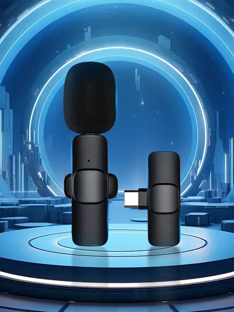 Type-C K6 Wireless Lavalier Microphone, Omnidirectional Lapel Mic For Recording/Broadcasting/Live Streaming With Lavalier Mic One Drag One