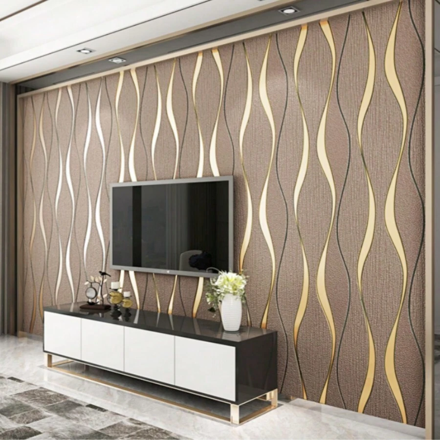 1 Roll 3d Water Wave Pattern Wallpaper, And Odorless, Flocked Embossing Technology, Perfect For Upgrading The Interior Decoration Of Bedroom And Living Room!,Renovation Stickers Peel Wall Panels,Wall Paper, Wallpapers,Spring Decoration Items Refresh Your Home,Rama Decoration Stickers Gifts Birthday Graduation
