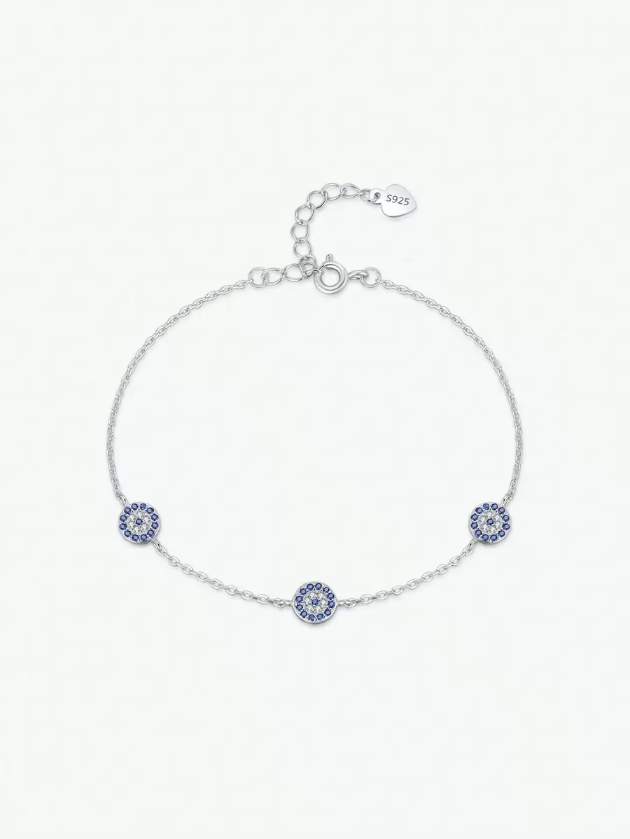 MODIAN S925 Silver Blue Eye Decor Fashion Bracelet For Women, Birthday/mother's Day Gift, High-end Jewelry