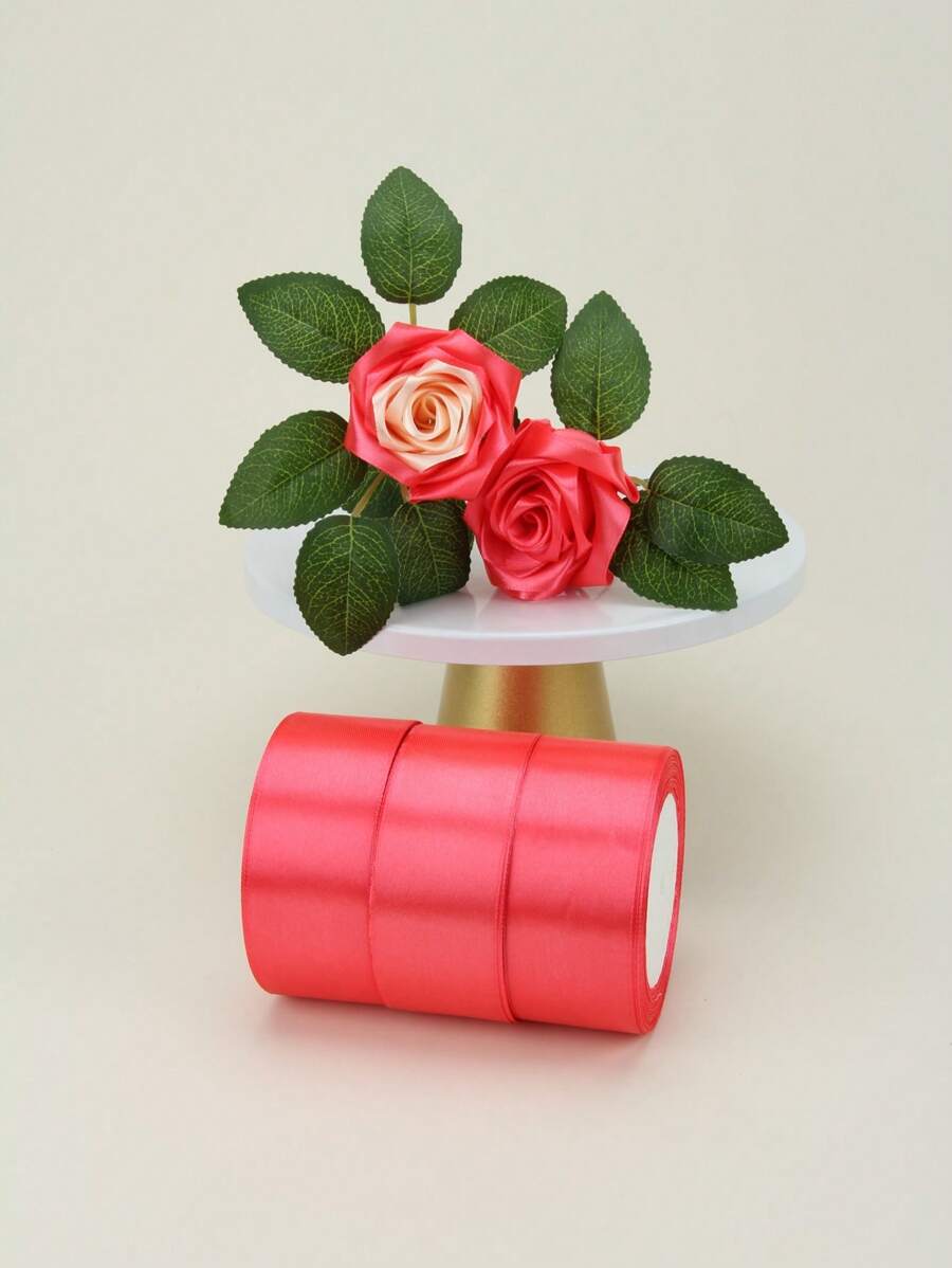 3rolls X 22m Ribbon For Valentine'S Day Gift Wrapping, Rose Flower Decoration, Birthday Cake Party, Making Bow Knots, Diy Crafts,