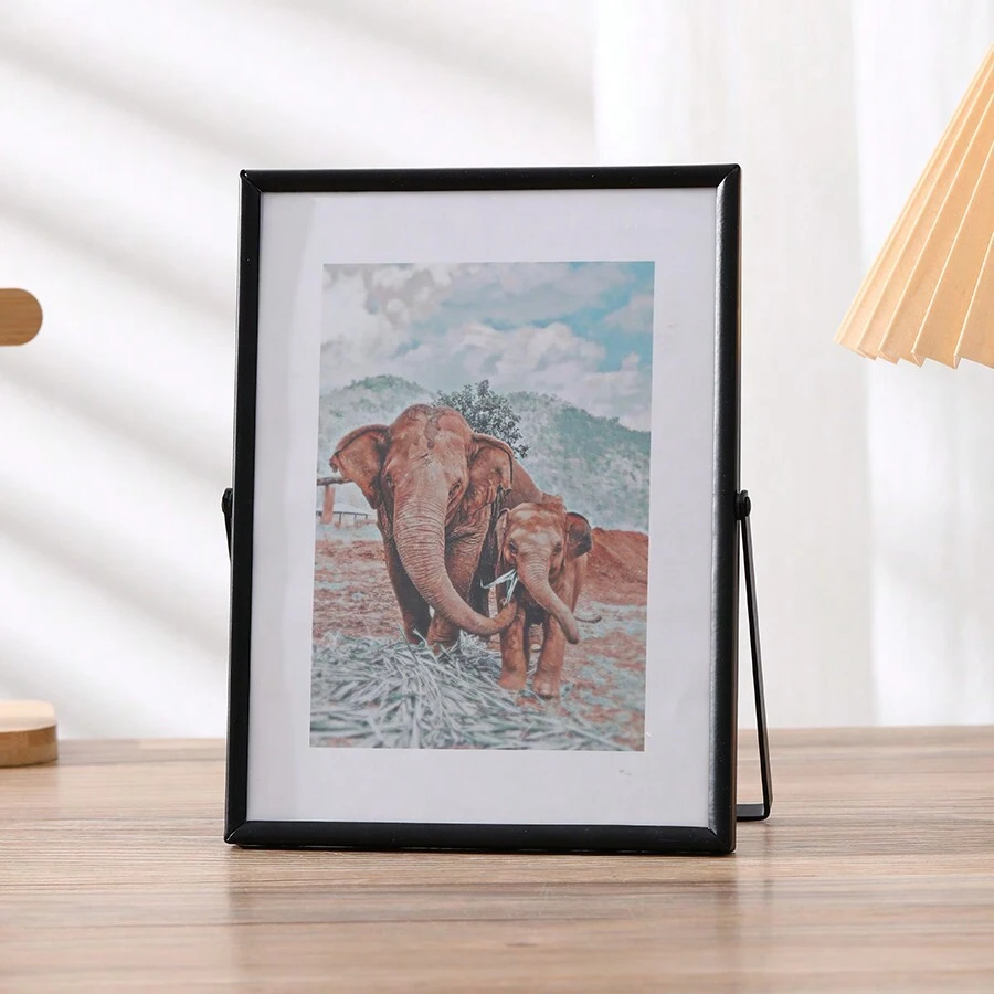 1pc Black Metal Photo Frame With Clear Ps Pane, European Style Creative Home Decor Picture Frame For 6inch/7inch/8inch Photos Gifts Birthday Graduation