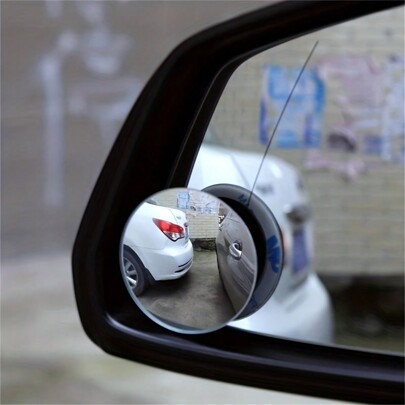 2pcs Adjustable Car Blind Spot Glass Mirror 360 Degree Side Wide Angle Rearview Mirror Small Rimless Round Mirror Safe Driving
