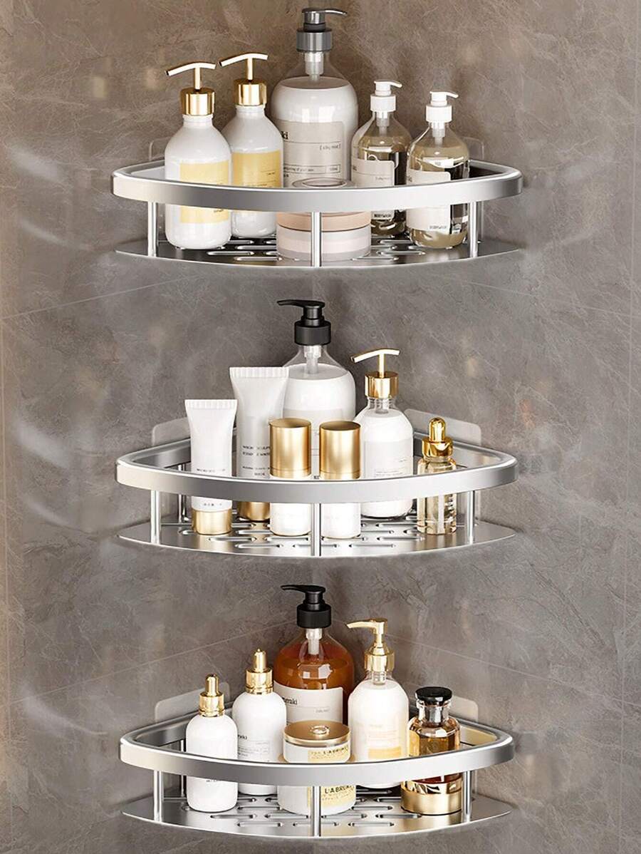 1 Pack, Bathroom Triangular Storage Rack, Bathroom Corner Storage Rack Without Punching, Bath Accessories Storage Rack, Washbasin Cosmetics Storage Rack, Kitchen Corner Storage Rack Home Bathroom Decor Bathroom Organizer Summer Back To School