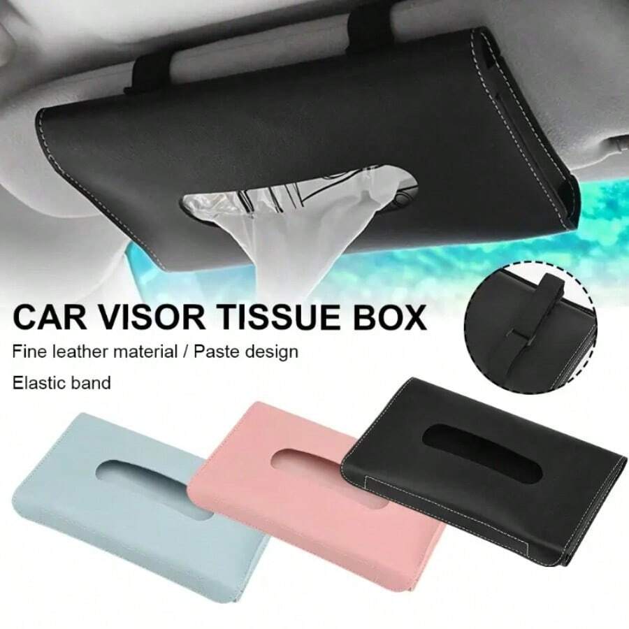 Car Creative Sun Visor Tissue Box Leather Car Sunshade Visor Hanging Tissue Case Car Armrest Tissue Box Car Hanging Tissue Storage Container