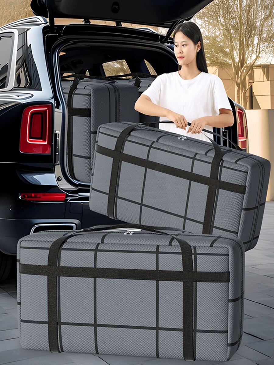 1PC Thickened Super Load-Bearing Composite Material Large Capacity Storage Bag, Quilt Storage Bag, Clothing Storage Bag, Toy Storage Bag, Two-Way Alloy Zipper, Widened And Enlarged Handle, For Storing Large Capacity Miscellaneous Items At Home, Carrying A Large Amount Of Travel Supplies During Travel, Cleaning And Storing In The Miscellaneous Room, And Storing Seasonal Quilts Decorations Decor Festival Decor Room Decor Home Decor Bed Room Decor Bedroom, Organizer, Home Storage