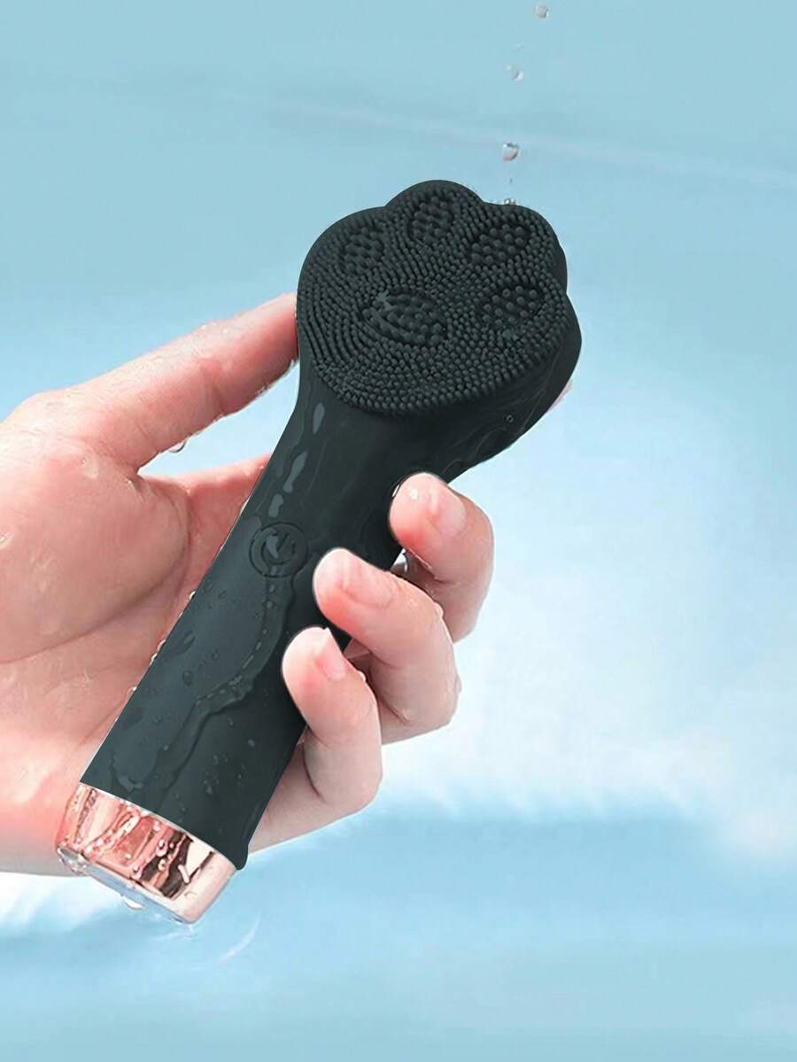 Electric Facial Cleaning Brush Face Exfoliator, Mini Massager, Waterproof And Rechargeable Ultra Hygienic Face Scrubber Sonic Vibrating Spin Cleanser Device Skin Care Tool For Man & Women, Cleaning, Exfoliating And Massaging, Portable Home, School Supplies & Travel Stuff, Black