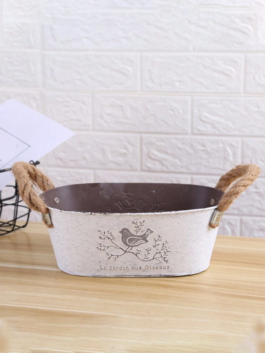 1pc Vintage Style Metal Decorative Flower Pot