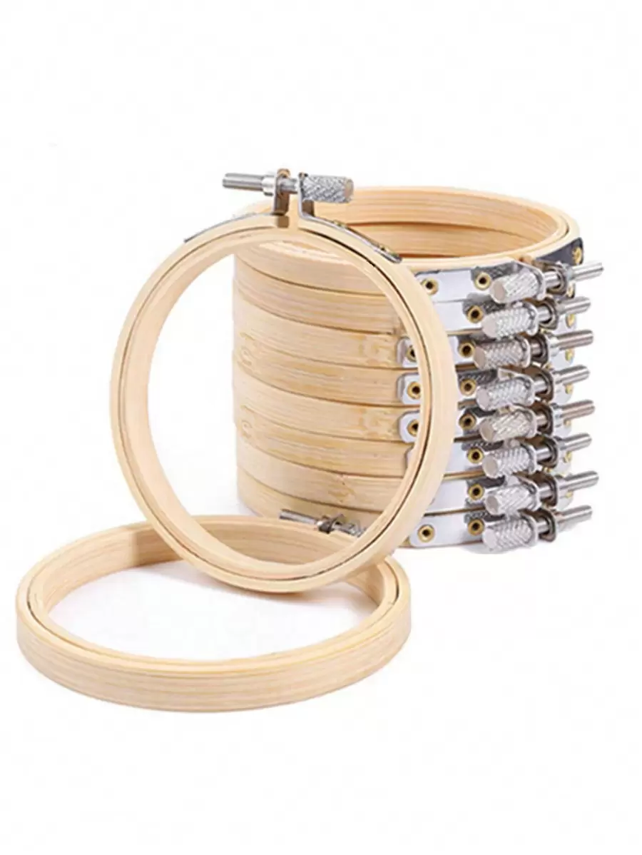 10pcs Bamboo Embroidery Hoops Round Cross Stitch Hoops/Decorative Hoop Ring (8cm/10cm/15cm/20cm)
