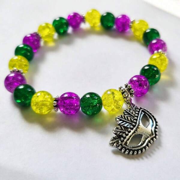 2024 New Fashion Mardi Gras Spot Red White Blue Bead Bracelets Women