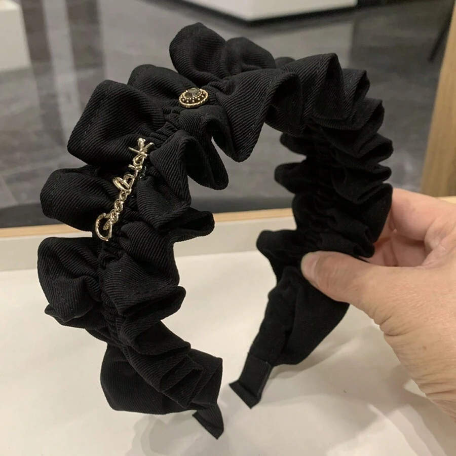 High Crown Pleated Hairband For Women, Summer New Face-Lifting Facial Wash Headband Elegant, Hairband, Hair Hoop Headbands, Black