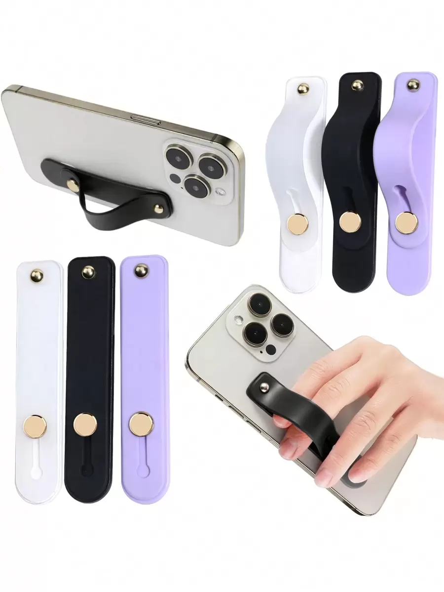 Set de 3 soportes de anillo de silicona multicolor para teléfono, pegatina adhesiva de unicolor para la parte posterior del teléfono móvil, soporte flexible para transmisión en vivo compatible con iPhone y Android, regalo para cumpleaños, familia y amigos. Incluye: anillo de dedo, agarre de teléfono, accesorios de teléfono