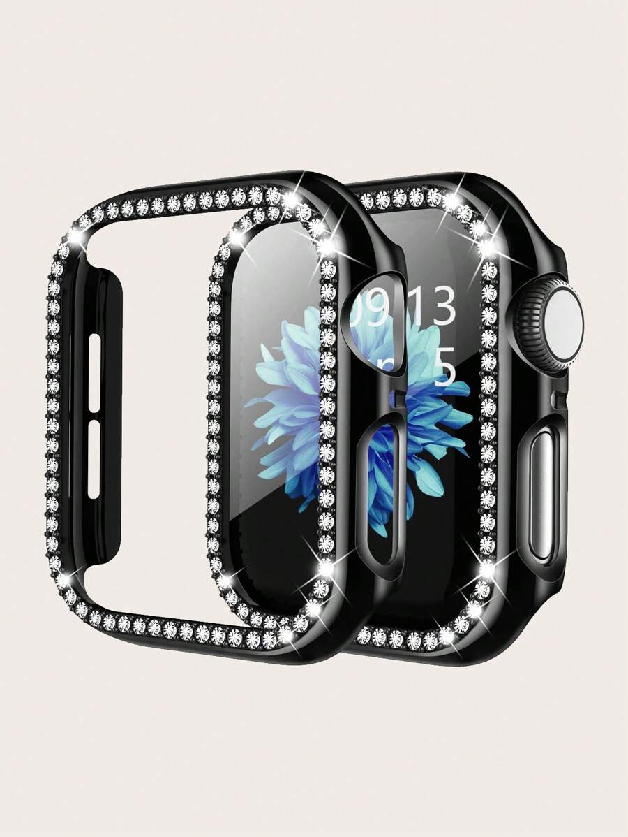 1 Pieza Estuche Protector De Pantalla Incrustado De Diamantes Electrolíticos Para Relojes Apple De 38/40/41/42/44/45mm Se/9/8/7/6/5/4/3/2/1