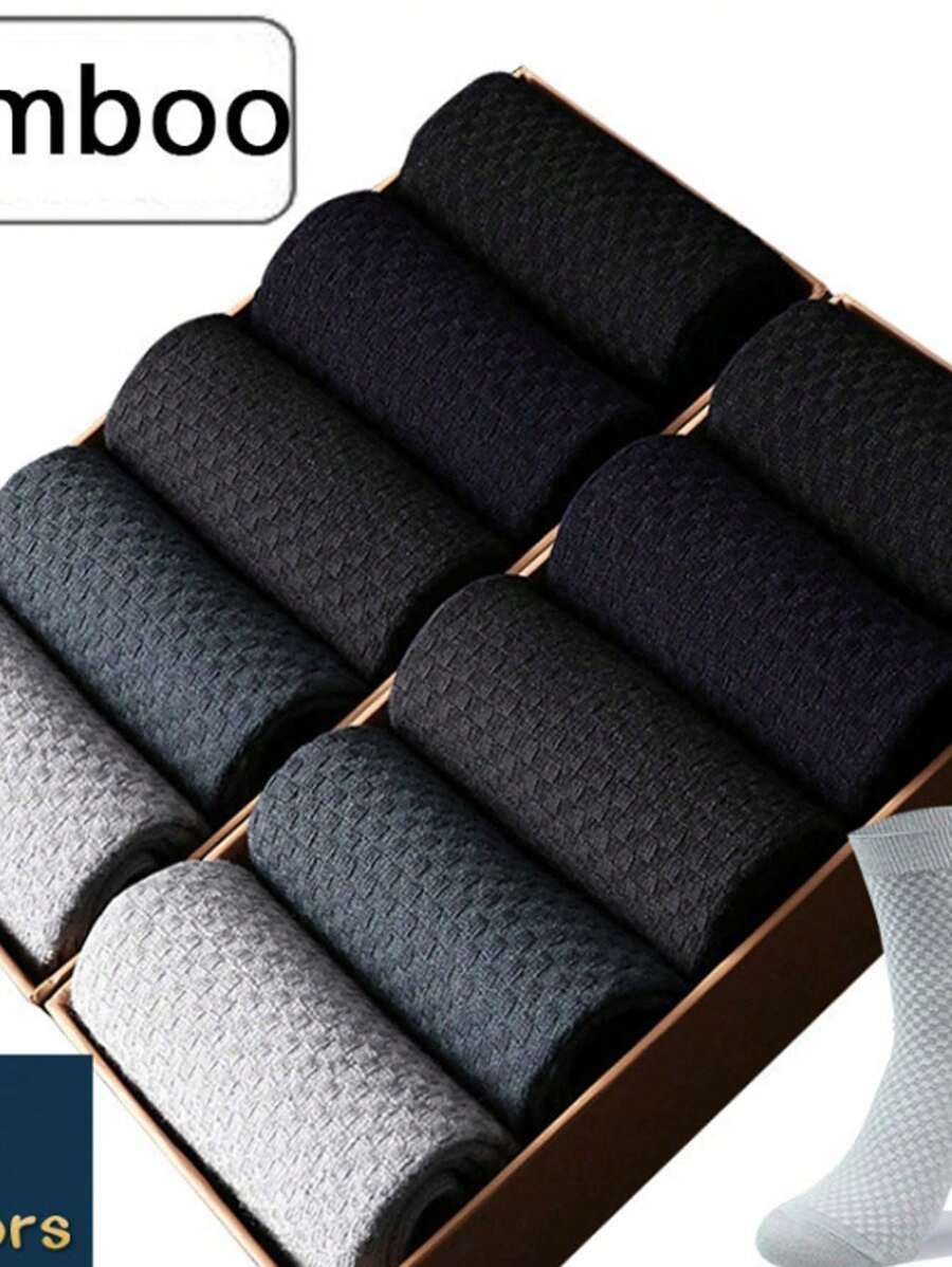 10 Pairs Men Bamboo Fiber Socks Casual Business Deodorant Breatheable Sport Sock