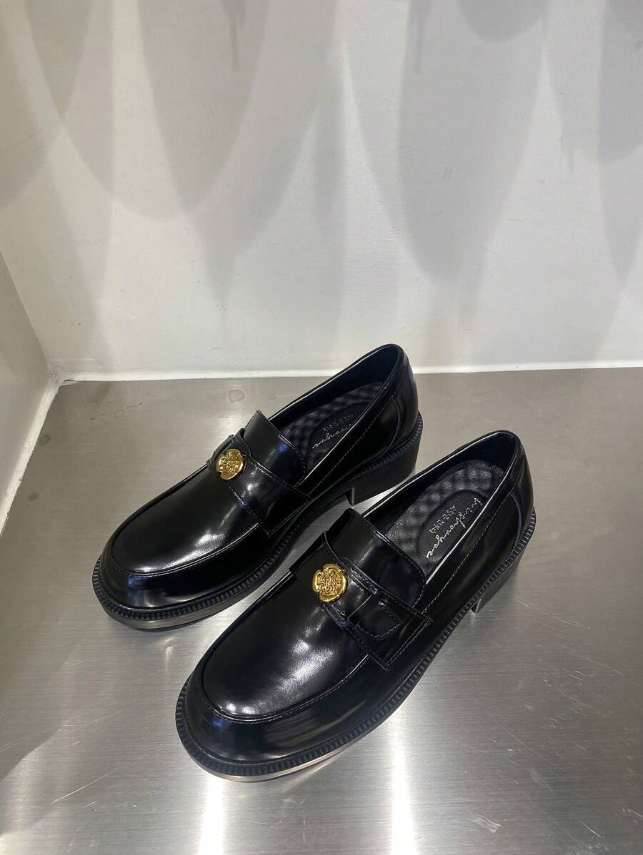 Zapatos Mary Janes Con Suela Gruesa Y Detalle De Flor De Camelia, Clásicos Con Plantilla Masajeadora De Guijarros, Zapatos Retro Con Un Solo Toque De Suela Gruesa Y Forro De Peluche, Nueva Colección De Otoño E Invierno