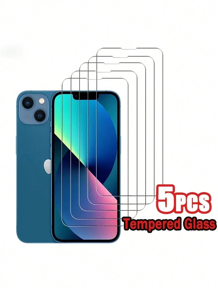 5PCS Screen Protector Compatible With IPhone16 14 Pro Max 14 Plus 13 Pro Mini 12 11 12Pro 11Pro 13Pro 14Plus 13Mini 12Mini 14ProMax 13ProMax 12ProMax Transparent Glass Case Film 14Pro 14Pro Max Super HD High Quality 9H Hardness Full Coverage Protection Tempered Glass Protective Gift For Birthday, Family, Friends Phone Screen Protector, Phone Accessories