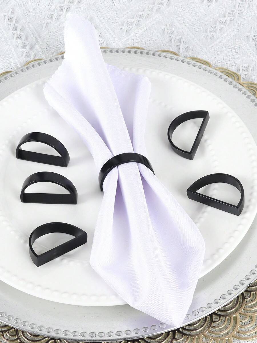 1 Pieza Anillo De Servilleta Clásico Con Forma De 'd' Y Aleación De Zinc Mate Negro Para Decoración De Mesa De Cocina, Comedor, Eventos, Reuniones, Hoteles, Granjas, Festivales, Bodas, Fiestas