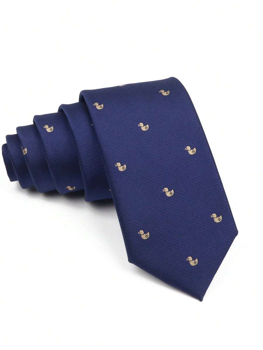 1pc Fashionable Men's Necktie With Duck Print Pattern & Unique Design, Suitable For Wedding, Vacation, Work & Casual Occasions, Gift For Boyfriend