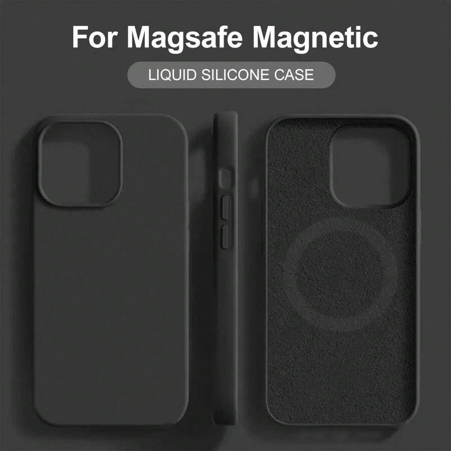 Liquid Silicone For Magsafe Magnetic Wireless Charger Case Compatible With IPhone 16 14 13 12 11 15 Pro Max With Velvet Compatible With IPhone 16 15 14 Plus Phone Cover Accessories