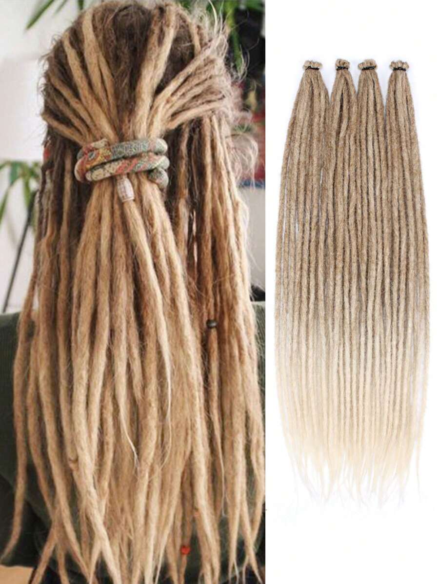 24 Inch Dreadlock Extensions Synthetic Single Ended Dreads Extensions Hippie Style Fake Dreads 10 Strands SE Crochet Thin 0.6cm Dreadlocks Extensions For White Woman