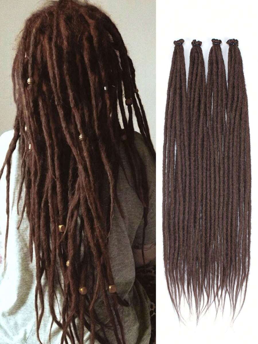 24 Inch Dreadlock Extensions Synthetic Single Ended Dreads Extensions Hippie Style Fake Dreads 10 Strands SE Crochet Thin 0.6cm Dreadlocks Extensions For White Woman