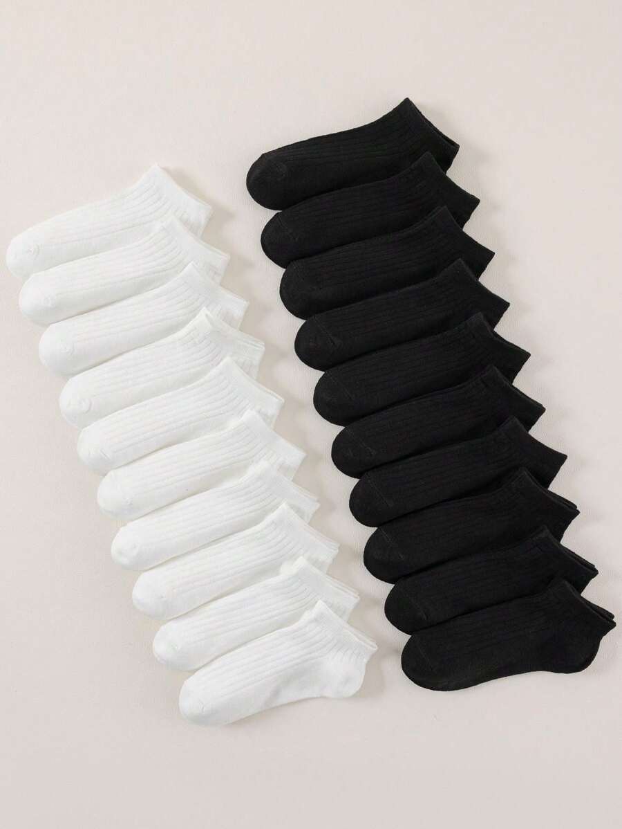 20 Pares Calcetines De Tobillo Para Mujer Y Blancos Con Rayas Transpirables, Absorbentes Del Sudor Y Antiodor Para Uso Diario