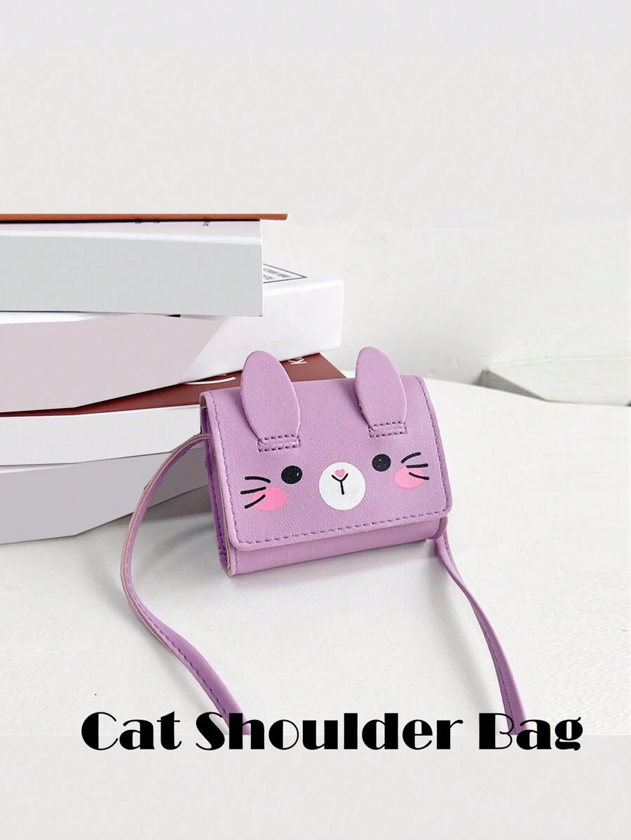 Mini Bolso Cruzado Con Solapa Y Diseño De Expresión De Gato Lindo Para Niños
